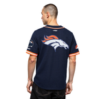 NFL DENVER BRONCOS MESH CHEMISE BOUTONNÉE À LOGO (MARINE MINUIT/ORANGE)