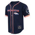 NFL DENVER BRONCOS MESH CHEMISE BOUTONNÉE À LOGO (MARINE MINUIT/ORANGE)