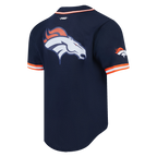 NFL DENVER BRONCOS MESH CHEMISE BOUTONNÉE À LOGO (MARINE MINUIT/ORANGE)