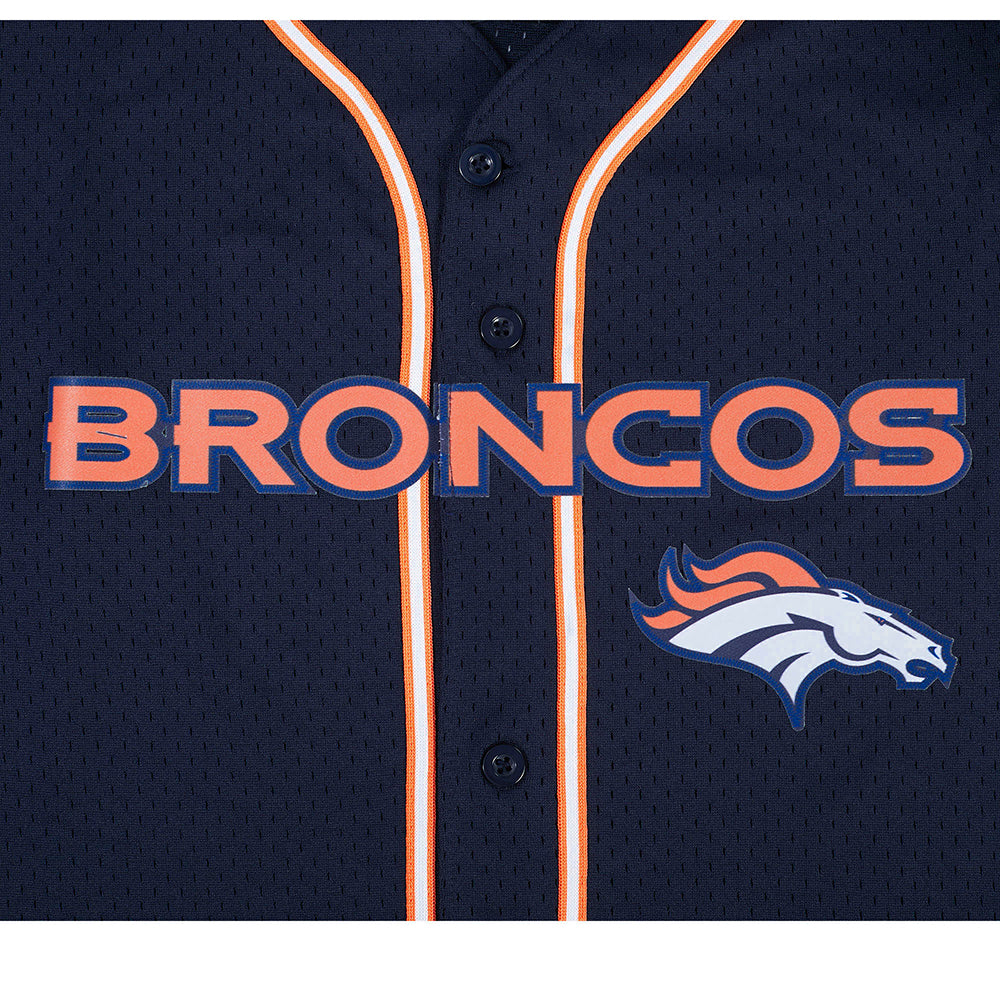 NFL DENVER BRONCOS MESH CHEMISE BOUTONNÉE À LOGO (MARINE MINUIT/ORANGE)