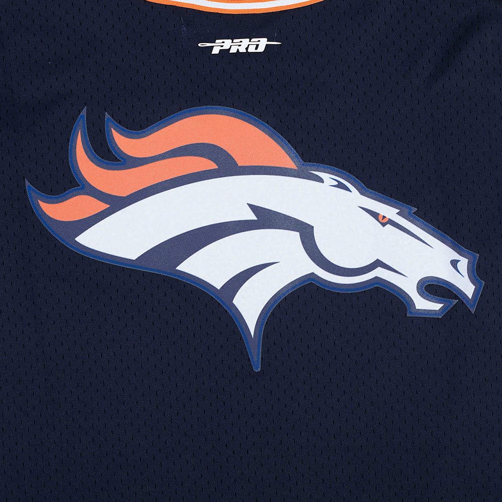 NFL DENVER BRONCOS MESH CHEMISE BOUTONNÉE À LOGO (MARINE MINUIT/ORANGE)