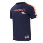 NFL DENVER BRONCOS T-SHIRT À BANDES EN JERSEY SIMPLE POUR HOMME (MARINE MINUIT/ORANGE)