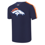 NFL DENVER BRONCOS T-SHIRT À BANDES EN JERSEY SIMPLE POUR HOMME (MARINE MINUIT/ORANGE)