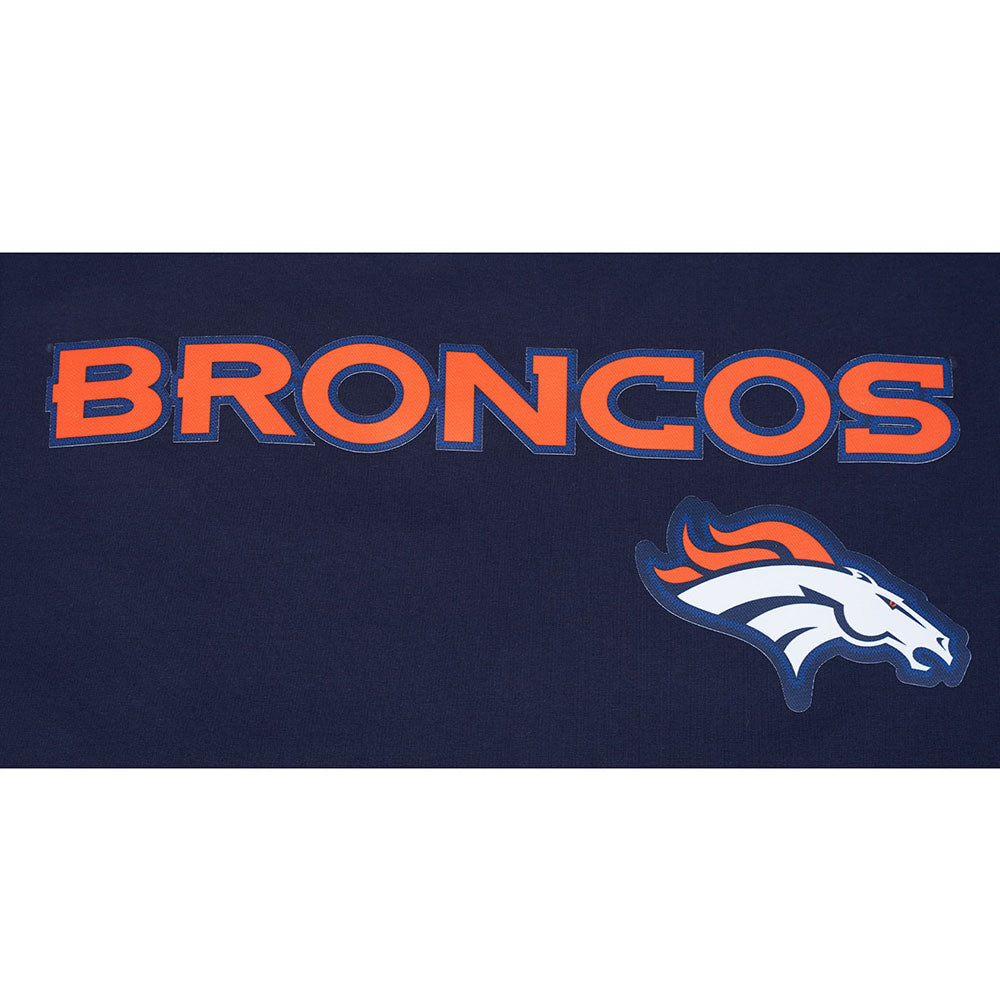 NFL DENVER BRONCOS T-SHIRT À BANDES EN JERSEY SIMPLE POUR HOMME (MARINE MINUIT/ORANGE)