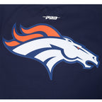 NFL DENVER BRONCOS T-SHIRT À BANDES EN JERSEY SIMPLE POUR HOMME (MARINE MINUIT/ORANGE)