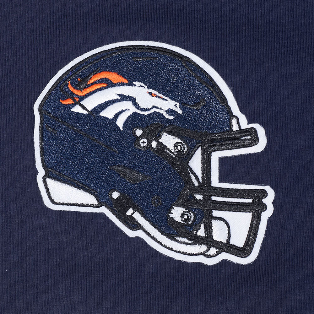 NFL DENVER BRONCOS T-SHIRT À BANDES EN JERSEY SIMPLE POUR HOMME (MARINE MINUIT/ORANGE)