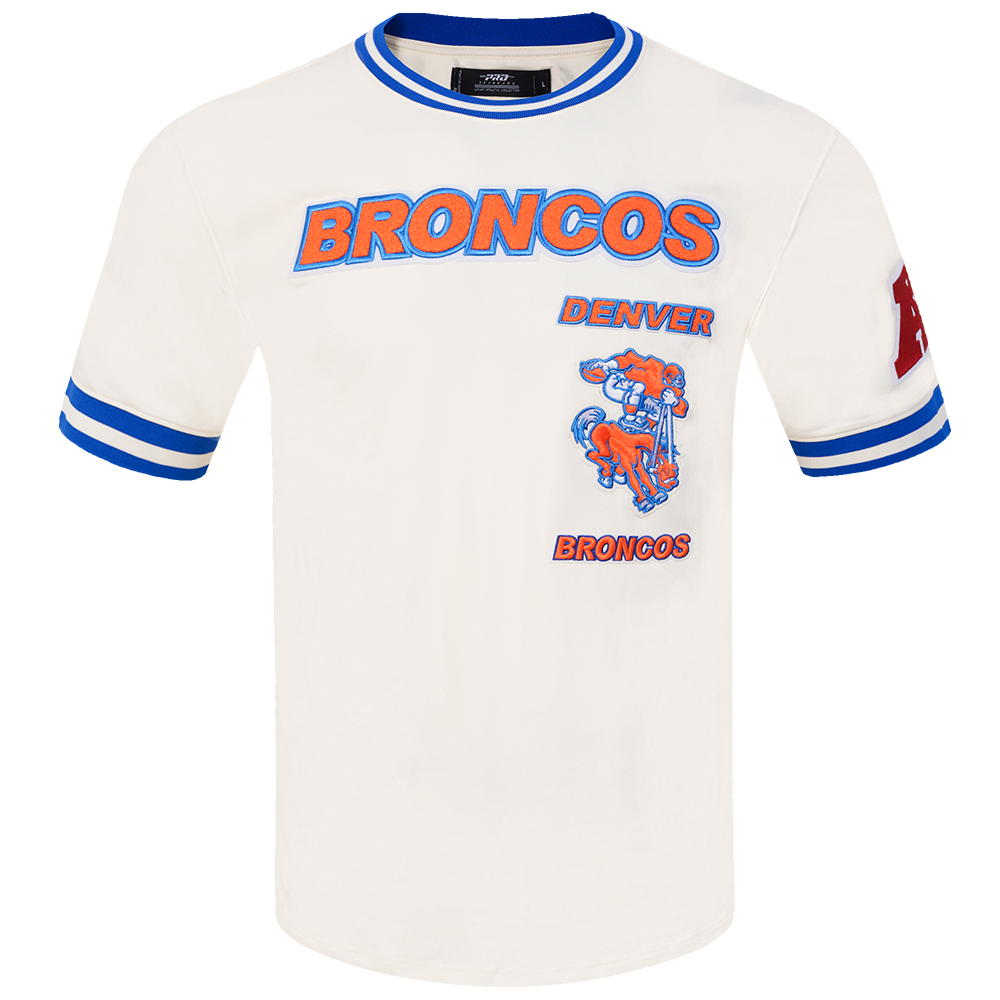 NFL DENVER BRONCOS RETRO CLASSIC T-SHIRT POUR HOMME (COQUILLE D'ŒUF/BLEU ROYAL)