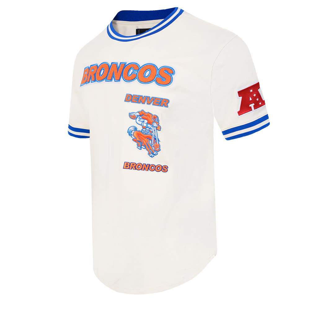 NFL DENVER BRONCOS RETRO CLASSIC T-SHIRT POUR HOMME (COQUILLE D'ŒUF/BLEU ROYAL)