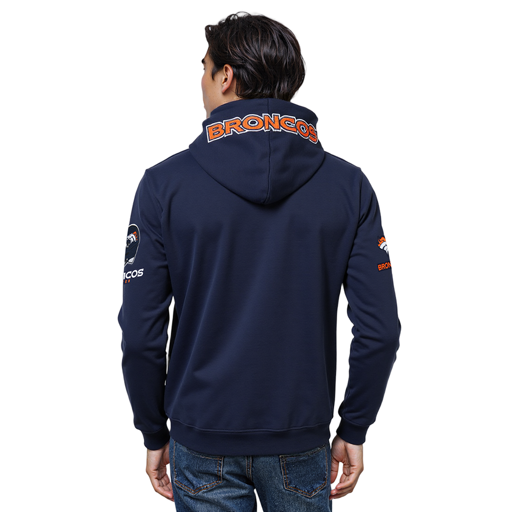 NFL DENVER BRONCOS CLASSIC CHENILLE ZIP PO HOODIE (MIDNIGHT NAVY)
