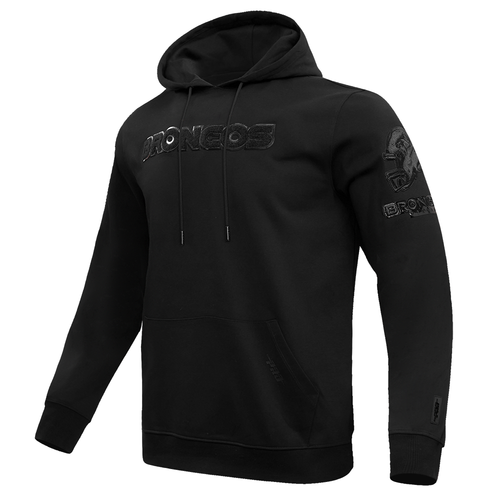 NFL DENVER BRONCOS TRIPLE BLACK CHANDAIL À CAPUCHON EN MAILLE DOUBLE POUR HOMME (TRIPLE NOIR HOMME)