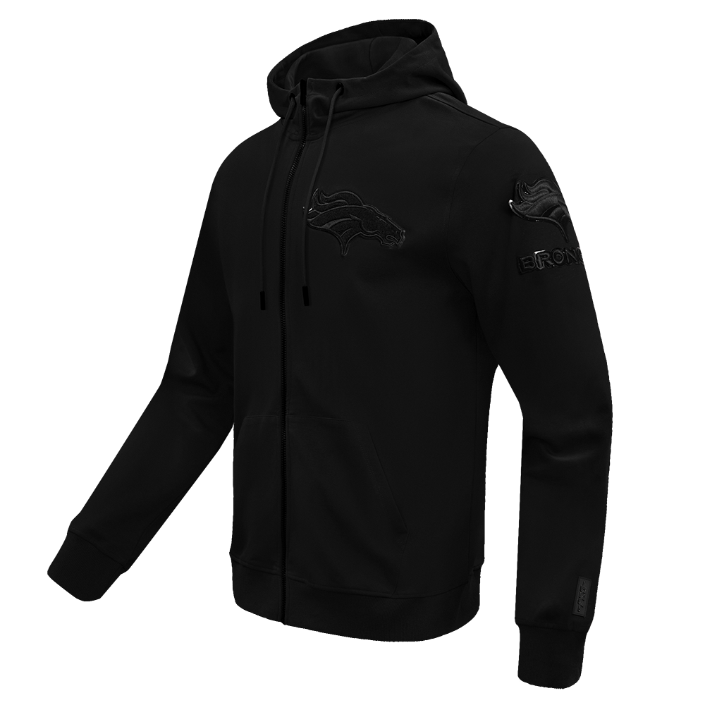 NFL DENVER BRONCOS TRIPLE BLACK MEN'S DK FZ HOODIE (TRIPLE BLACK)