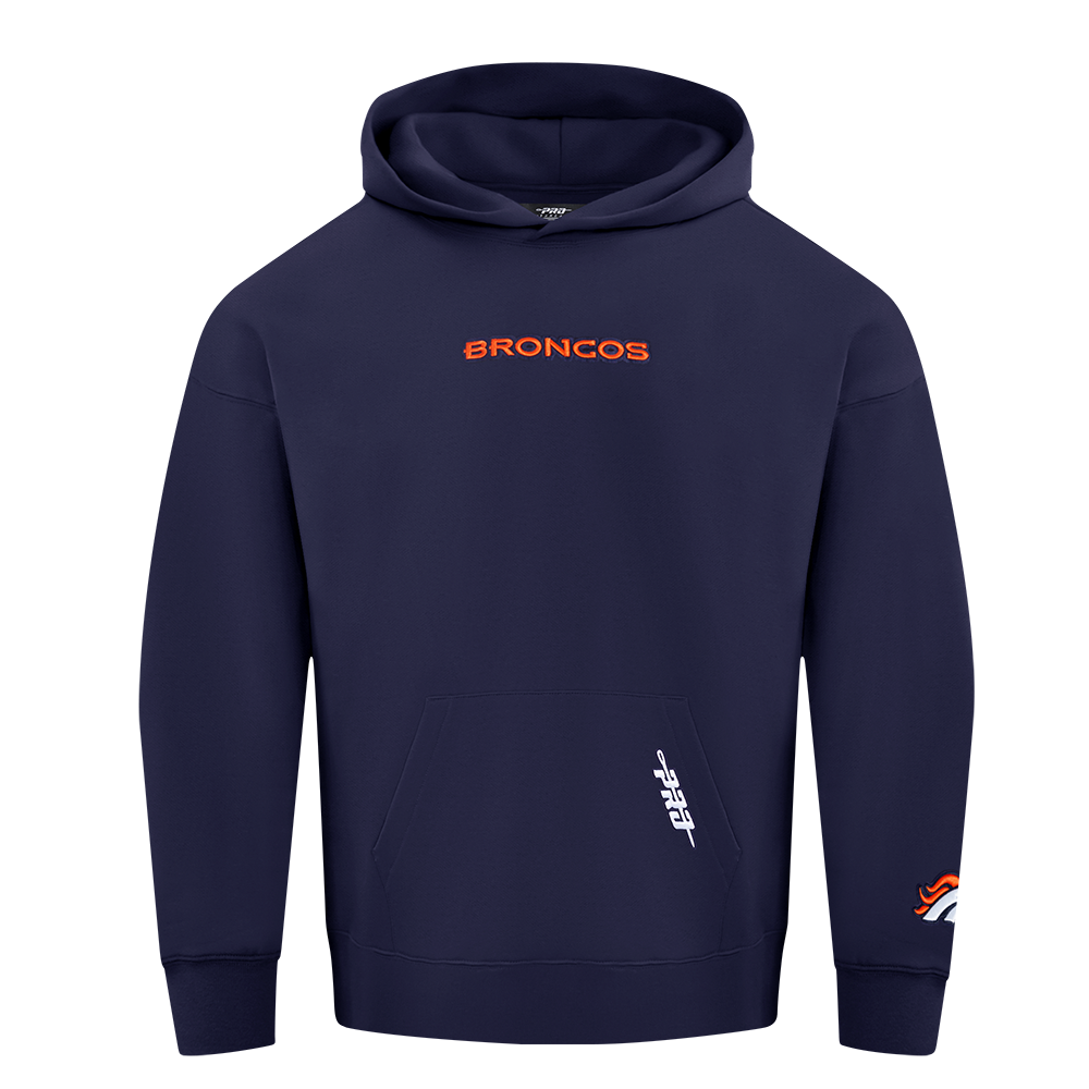 NFL DENVER BRONCOS WINGSPAN MEN'S DROP SHOULDER FLC PO HOODIE (MIDNIGHT NAVY)