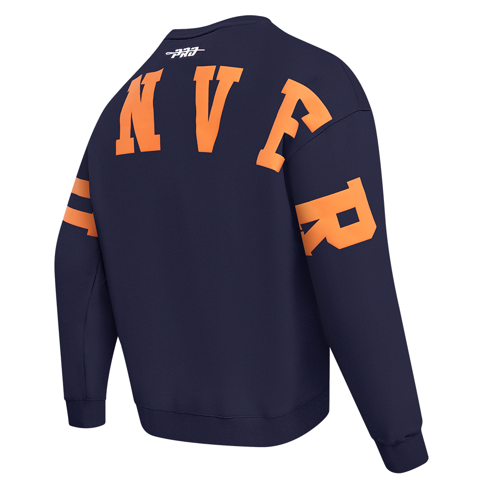 NFL DENVER BRONCOS WINGSPAN MEN'S DROP SHOULDER FLC CREWNECK (MIDNIGHT NAVY)