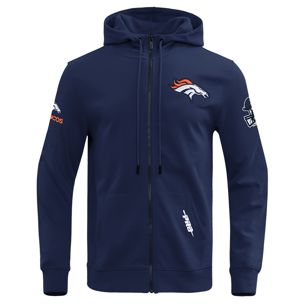 NFL DENVER BRONCOS CLASSIC CHENILLE CHANDAIL À CAPUCHON À GLISSIÈRE POUR HOMME (MARINE MINUIT)
