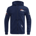 NFL DENVER BRONCOS CLASSIC CHENILLE CHANDAIL À CAPUCHON À GLISSIÈRE POUR HOMME (MARINE MINUIT)