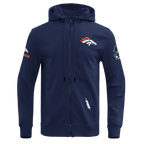NFL DENVER BRONCOS CLASSIC CHENILLE CHANDAIL À CAPUCHON À GLISSIÈRE POUR HOMME (MARINE MINUIT)