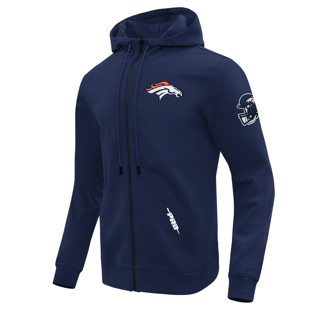 NFL DENVER BRONCOS CLASSIC CHENILLE CHANDAIL À CAPUCHON À GLISSIÈRE POUR HOMME (MARINE MINUIT)