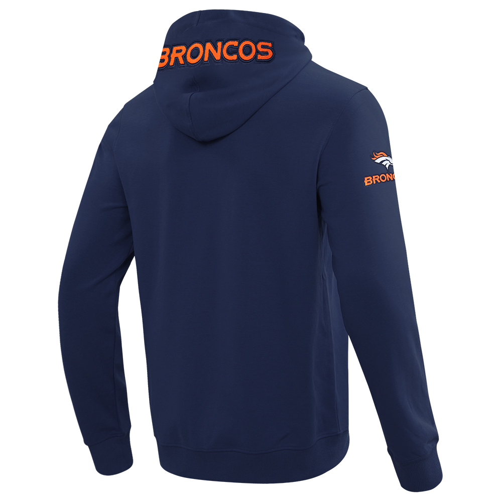 NFL DENVER BRONCOS CLASSIC CHENILLE CHANDAIL À CAPUCHON À GLISSIÈRE POUR HOMME (MARINE MINUIT)