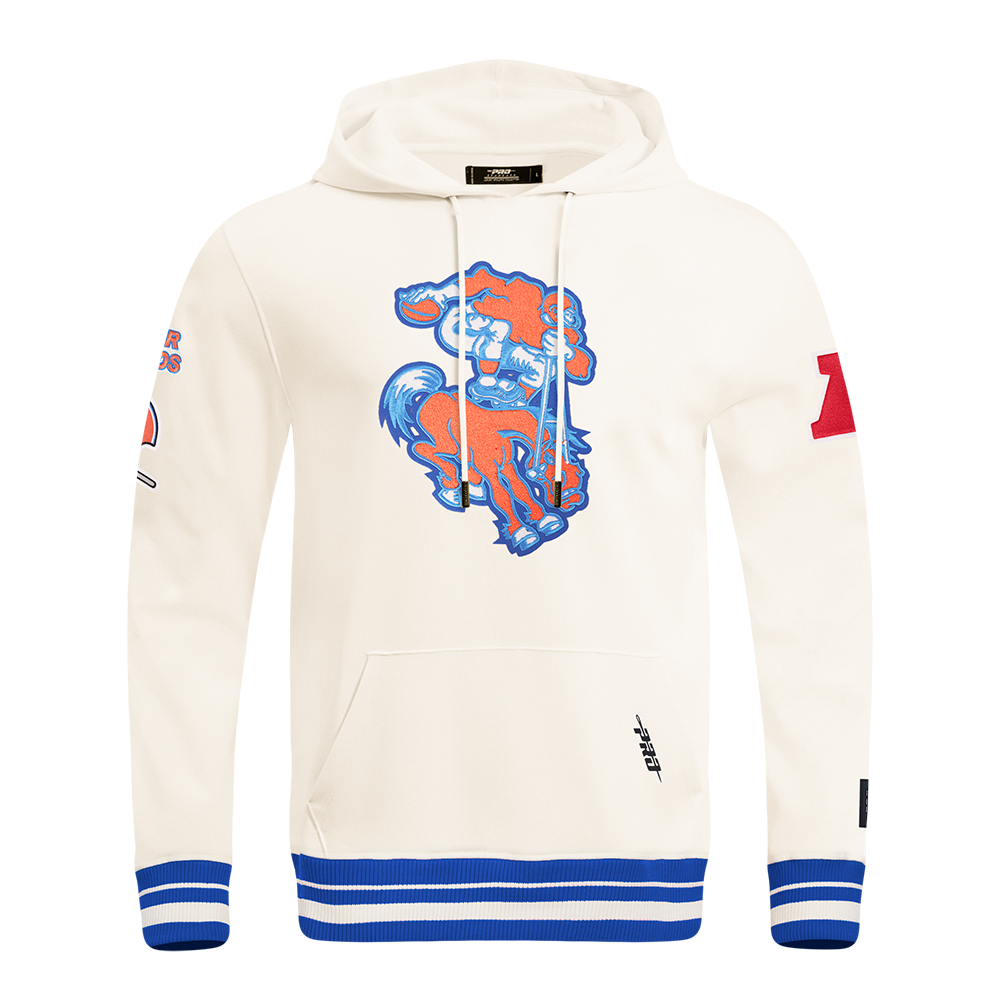 NFL DENVER BRONCOS RETRO CLASSIC MEN'S PULLOVER HOODIE (EGGSHELL/ROYAL BLUE)
