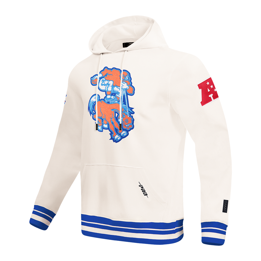 NFL DENVER BRONCOS RETRO CLASSIC MEN'S PULLOVER HOODIE (EGGSHELL/ROYAL BLUE)