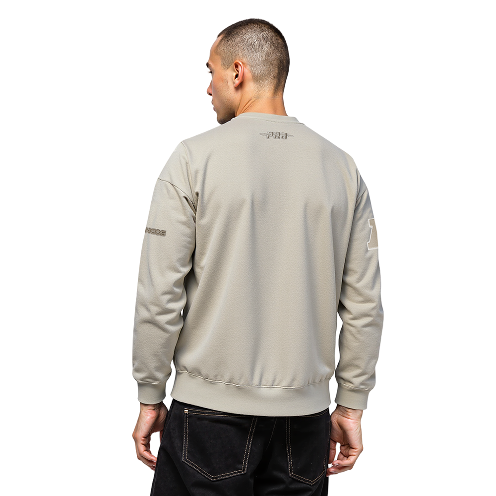 NFL DENVER BRONCOS NEUTRAL MEN'S DROP SHOULDER FLC CREWNECK (TAUPE)