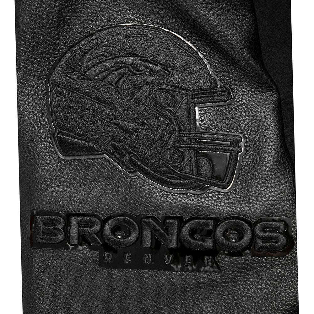NFL DENVER BRONCOS TRIPLE BLACK BLOUSON COLLÉGIAL EN LAINE POUR HOMME (TRIPLE NOIR HOMME)