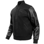 NFL DENVER BRONCOS TRIPLE BLACK BLOUSON COLLÉGIAL EN LAINE POUR HOMME (TRIPLE NOIR HOMME)
