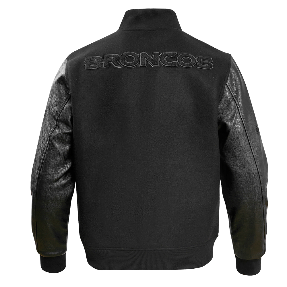 NFL DENVER BRONCOS TRIPLE BLACK BLOUSON COLLÉGIAL EN LAINE POUR HOMME (TRIPLE NOIR HOMME)