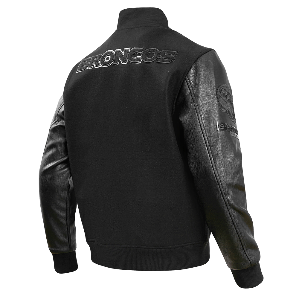 NFL DENVER BRONCOS TRIPLE BLACK BLOUSON COLLÉGIAL EN LAINE POUR HOMME (TRIPLE NOIR HOMME)