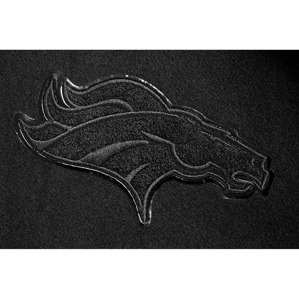 NFL DENVER BRONCOS TRIPLE BLACK BLOUSON COLLÉGIAL EN LAINE POUR HOMME (TRIPLE NOIR HOMME)