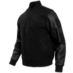 NFL DENVER BRONCOS TRIPLE BLACK BLOUSON COLLÉGIAL EN LAINE POUR HOMME (TRIPLE NOIR HOMME)