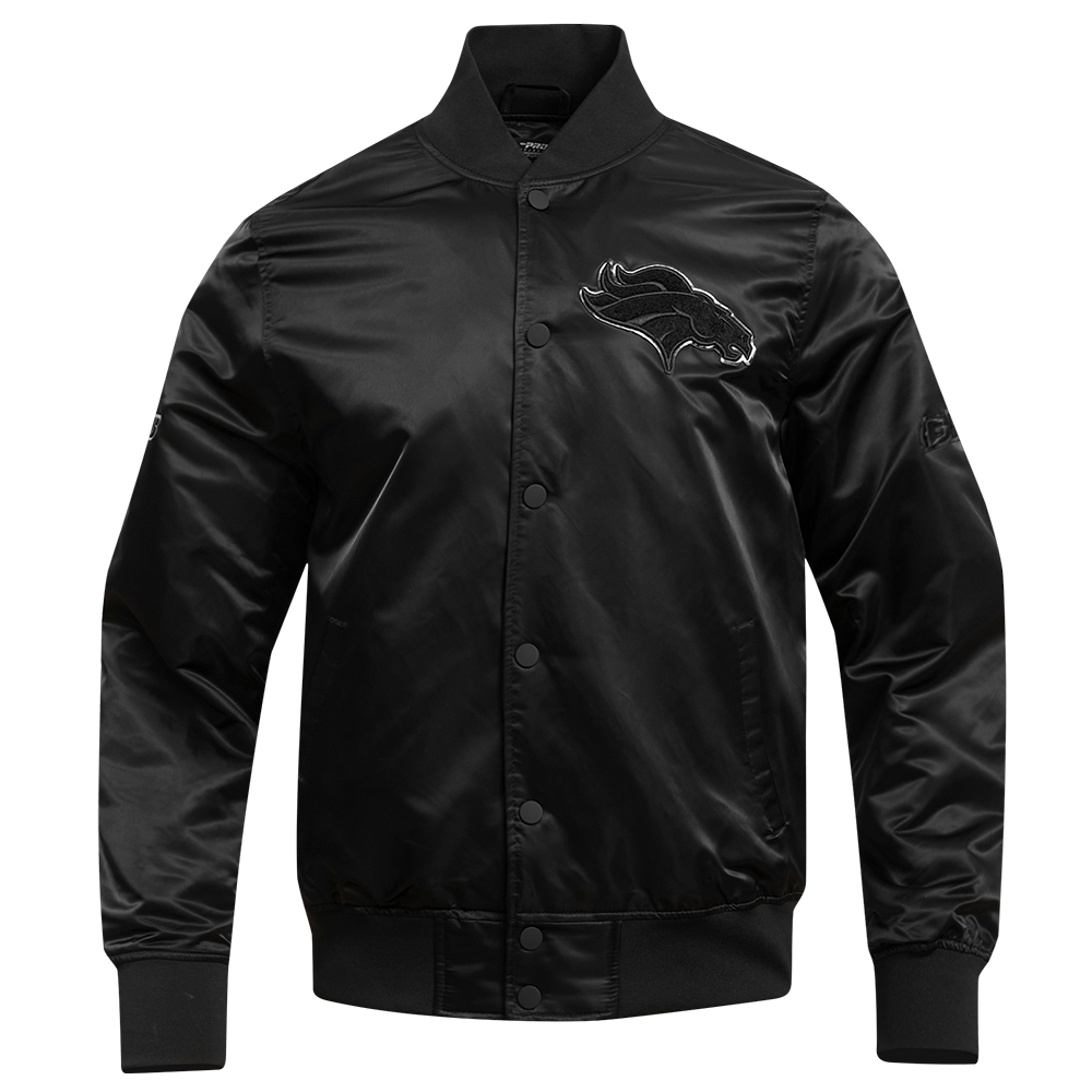NFL DENVER BRONCOS TRIPLE BLACK BLOUSON EN SATIN POUR HOMME (TRIPLE NOIR HOMME)