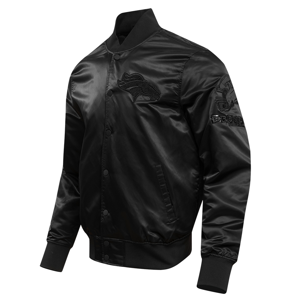 NFL DENVER BRONCOS TRIPLE BLACK BLOUSON EN SATIN POUR HOMME (TRIPLE NOIR HOMME)