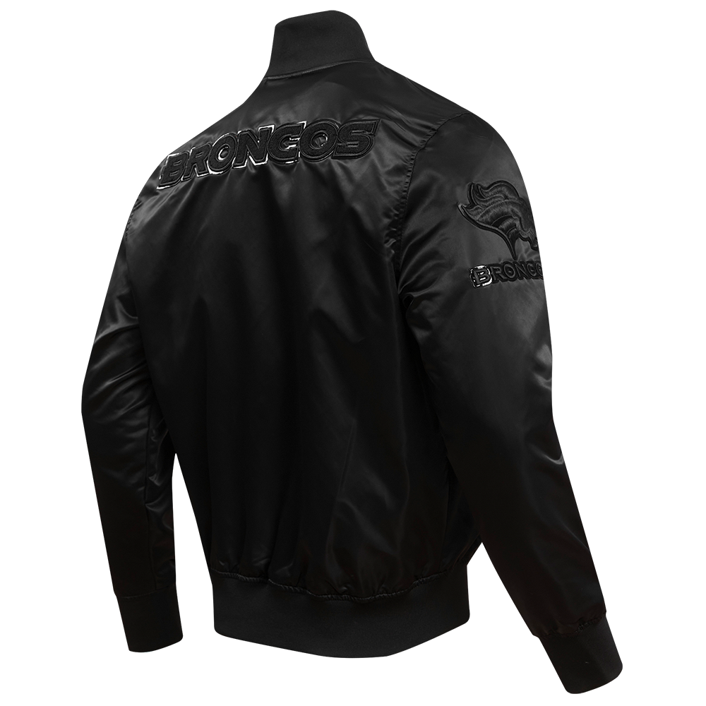 NFL DENVER BRONCOS TRIPLE BLACK BLOUSON EN SATIN POUR HOMME (TRIPLE NOIR HOMME)