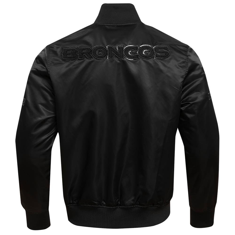 NFL DENVER BRONCOS TRIPLE BLACK BLOUSON EN SATIN POUR HOMME (TRIPLE NOIR HOMME)