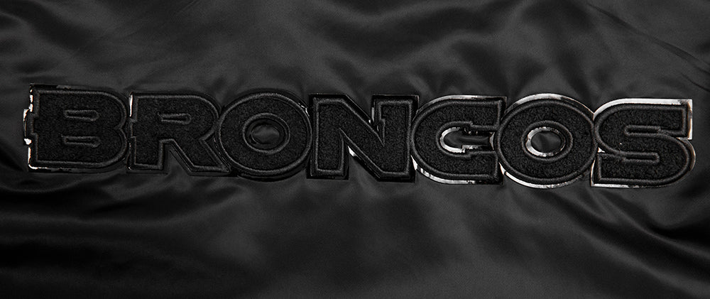 NFL DENVER BRONCOS TRIPLE BLACK BLOUSON EN SATIN POUR HOMME (TRIPLE NOIR HOMME)