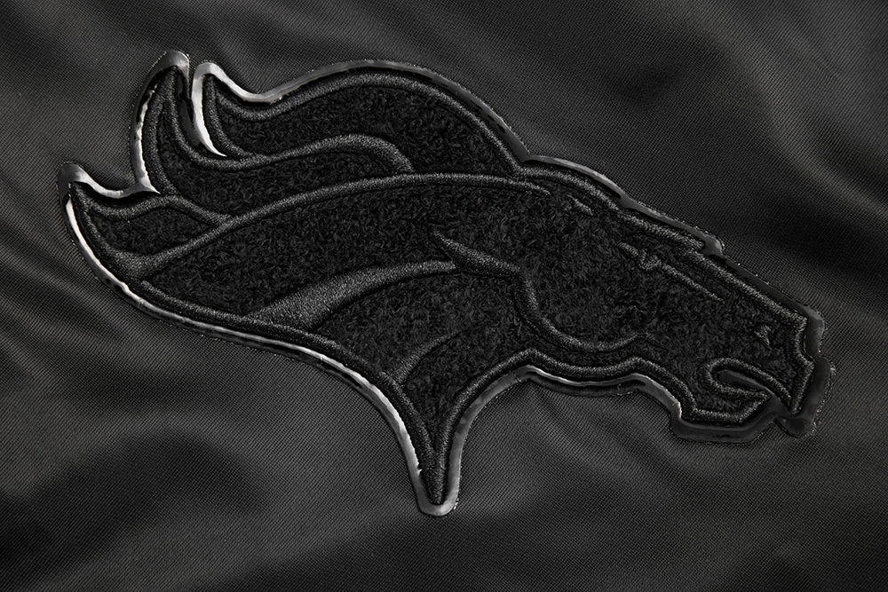NFL DENVER BRONCOS TRIPLE BLACK BLOUSON EN SATIN POUR HOMME (TRIPLE NOIR HOMME)