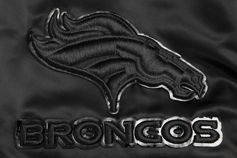 NFL DENVER BRONCOS TRIPLE BLACK BLOUSON EN SATIN POUR HOMME (TRIPLE NOIR HOMME)