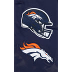 NFL DENVER BRONCOS OLD ENGLISH MEN'S RIB SATIN JACKET (MIDNIGHT NAVY/ORANGE/MIDNIGHT NAVY)