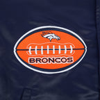 NFL DENVER BRONCOS OLD ENGLISH MEN'S RIB SATIN JACKET (MIDNIGHT NAVY/ORANGE/MIDNIGHT NAVY)