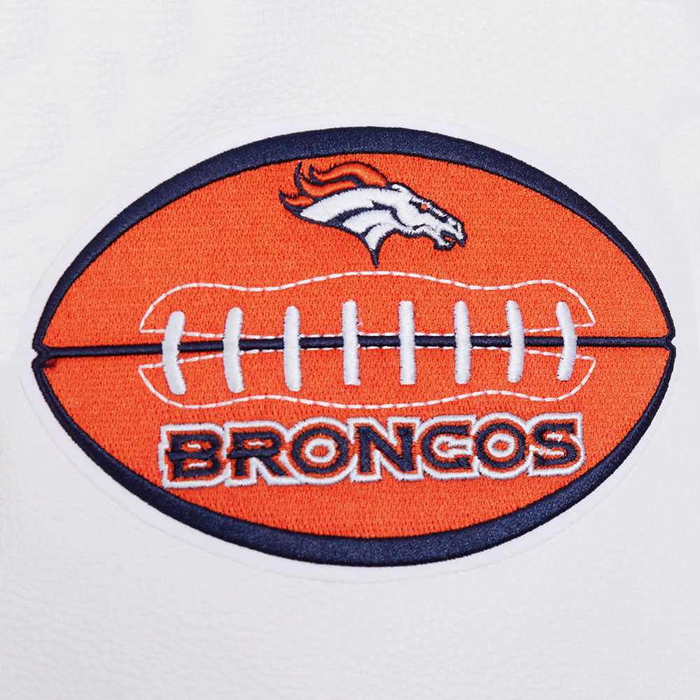 NFL DENVER BRONCOS OLD ENGLISH MEN'S RIB WOOL VARSITY JACKET (MIDNIGHT NAVY/ORANGE/MIDNIGHT NAVY)