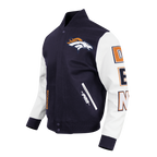 NFL DENVER BRONCOS CLASSIC CHENILLE MANTEAU POUR HOMME (MARINE MINUIT/BLANC)