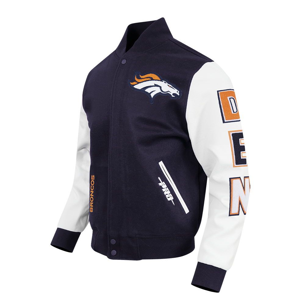NFL DENVER BRONCOS CLASSIC CHENILLE MANTEAU POUR HOMME (MARINE MINUIT/BLANC)