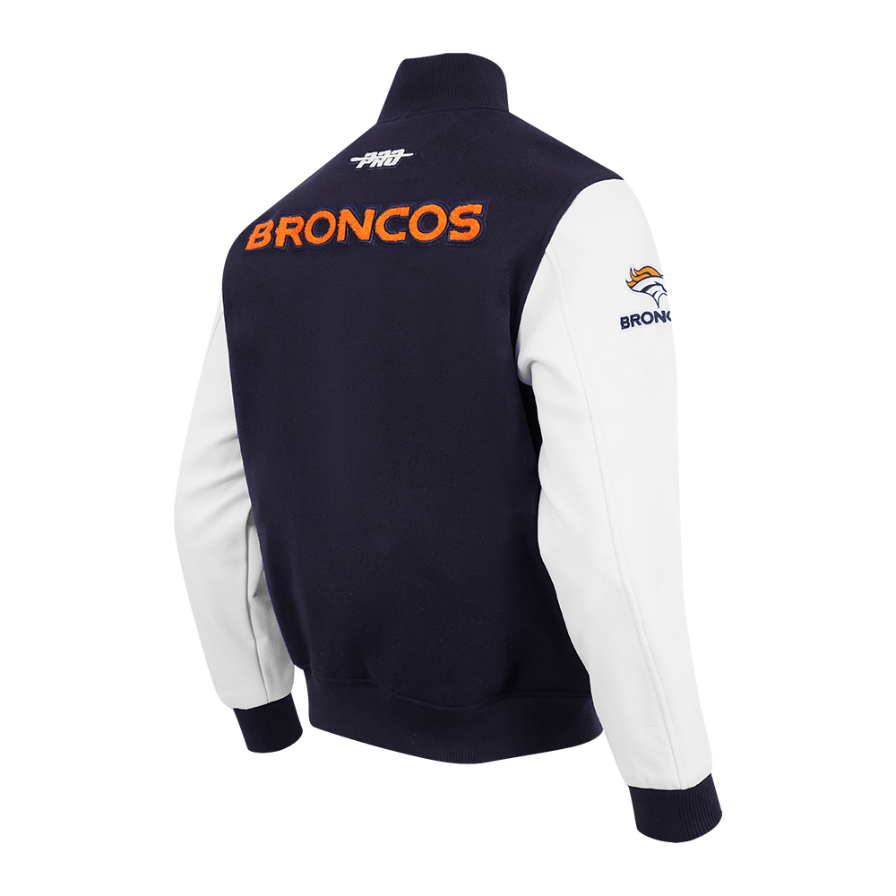NFL DENVER BRONCOS CLASSIC CHENILLE MANTEAU POUR HOMME (MARINE MINUIT/BLANC)