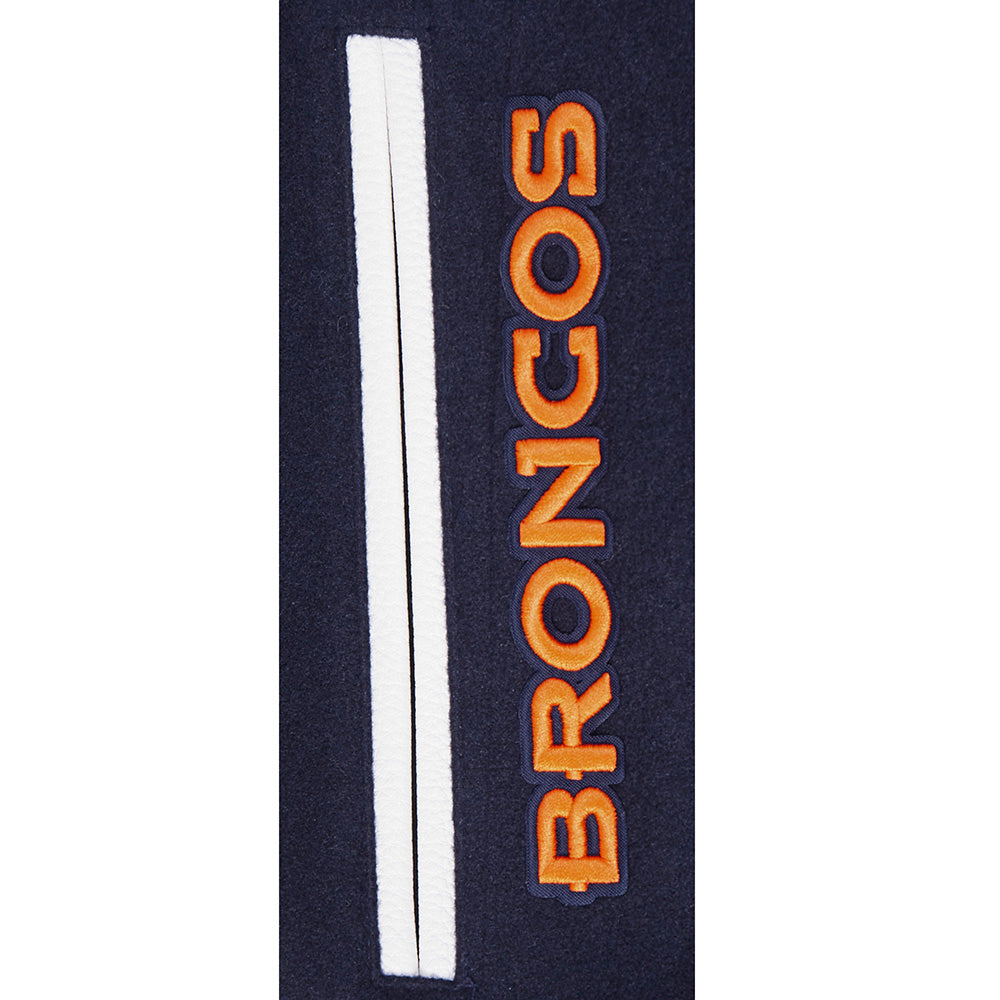 NFL DENVER BRONCOS CLASSIC CHENILLE MANTEAU POUR HOMME (MARINE MINUIT/BLANC)