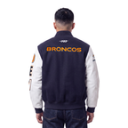 NFL DENVER BRONCOS CLASSIC CHENILLE MANTEAU POUR HOMME (MARINE MINUIT/BLANC)