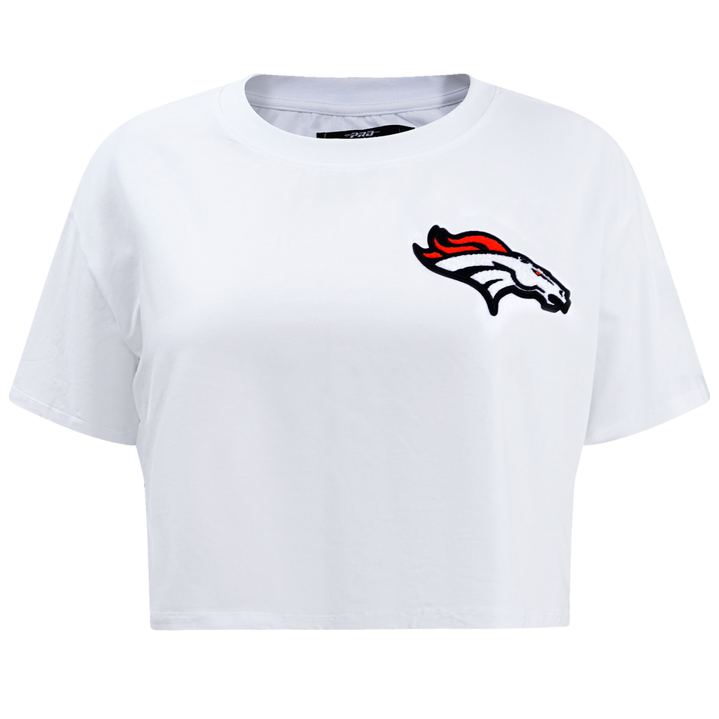 NFL DENVER BRONCOS CLASSIC T-SHIRT EN JERSEY SIMPLE À COUPE CARRÉE (BLANC)