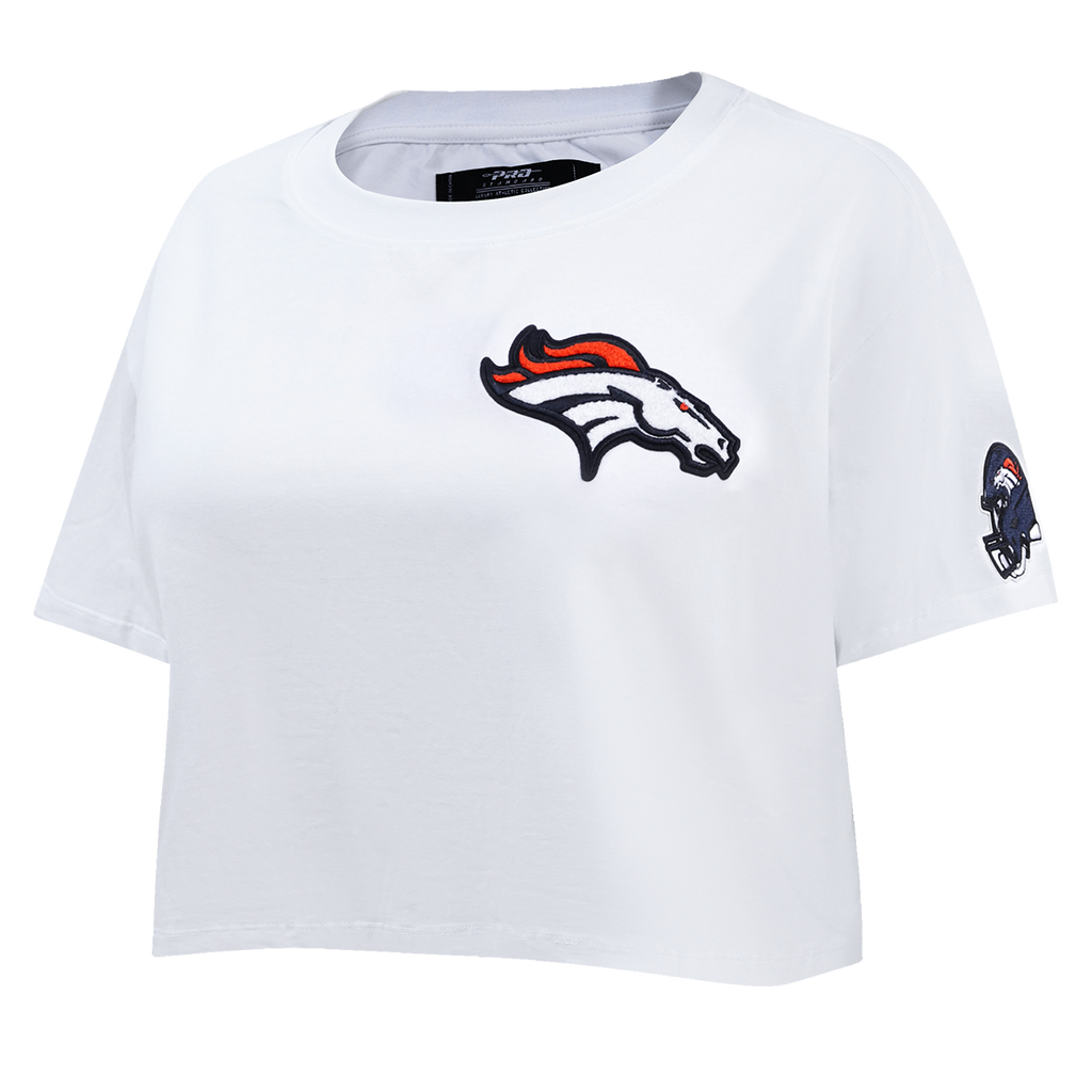 NFL DENVER BRONCOS CLASSIC T-SHIRT EN JERSEY SIMPLE À COUPE CARRÉE (BLANC)
