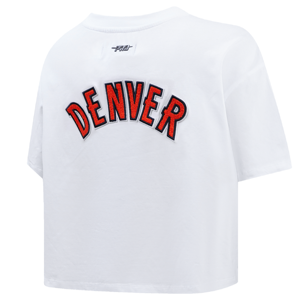NFL DENVER BRONCOS CLASSIC T-SHIRT EN JERSEY SIMPLE À COUPE CARRÉE (BLANC)