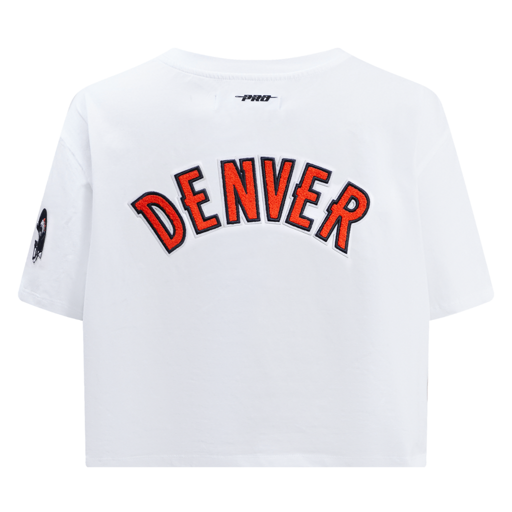 NFL DENVER BRONCOS CLASSIC T-SHIRT EN JERSEY SIMPLE À COUPE CARRÉE (BLANC)